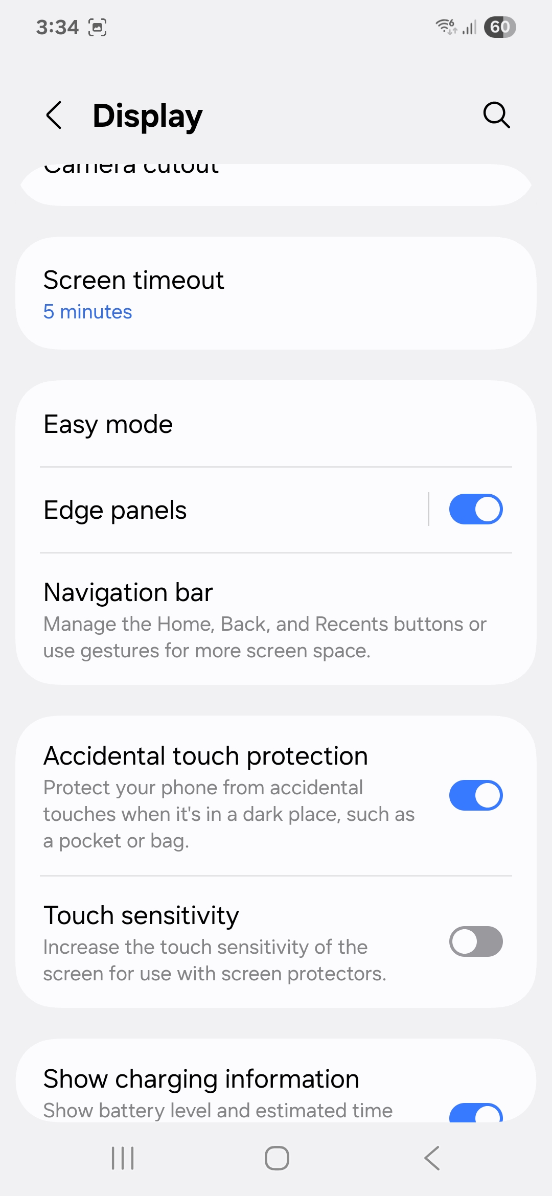 05 - Samsung Galaxy S23 Android 15 One UI 7 Settings Display Edge Panels