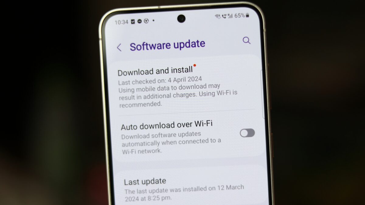 Samsung Galaxy S24 Software Update Screen