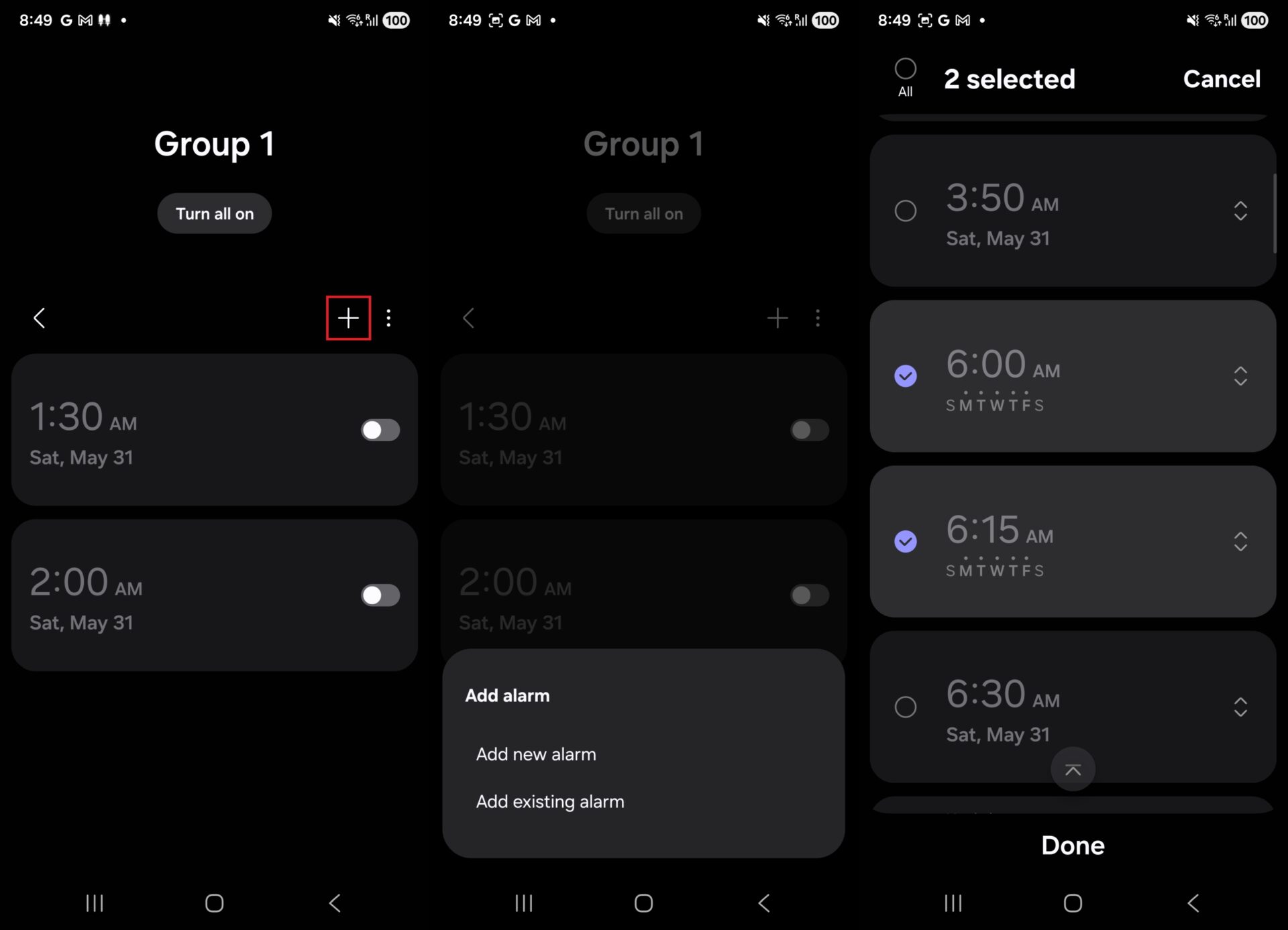 One UI 8 alarm groups