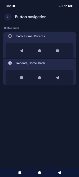 Google Pixel Android 16 QPR3 Beta 1 3-Button Navigation Layout Options